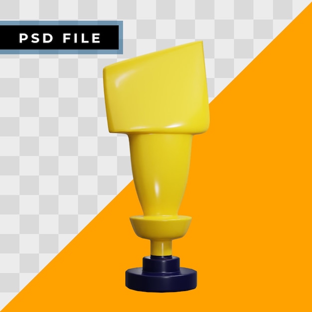 PSD 3d golden award isolated in white background, realistic rendering illustration