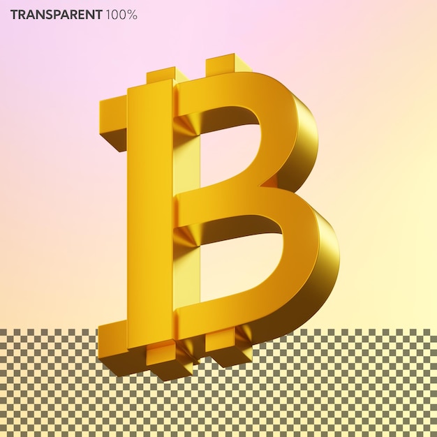 3D golden bitcoin logo