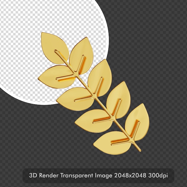 PSD 3d golden foliage wih leaves