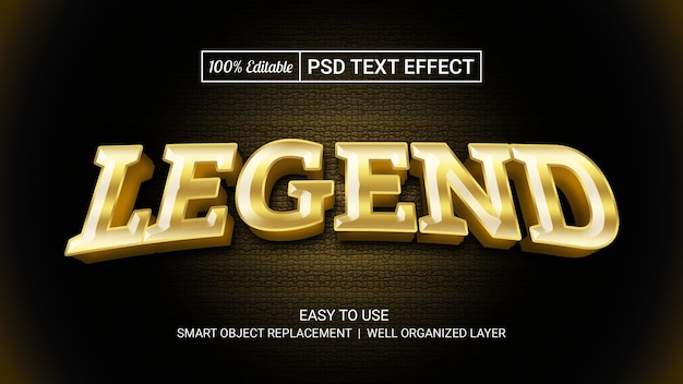 3d golden legend text effect