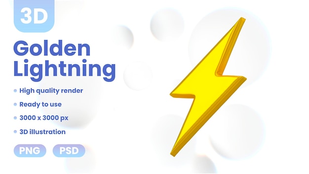 3d golden lightning