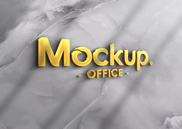 Mockup logo dorato 3d sulla parete