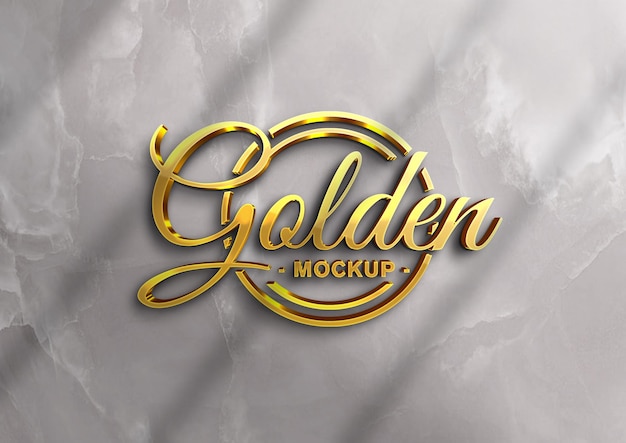 3d Gold Logo Mockup with Debossed Effect Graphic by Harry_de