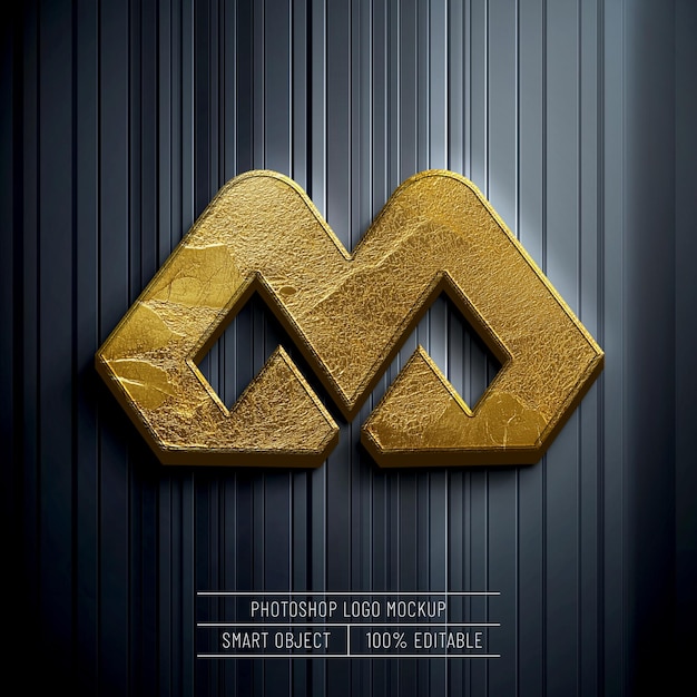 3d golden logo mockup on wall