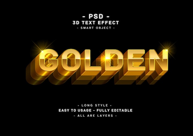 3d golden long text effect