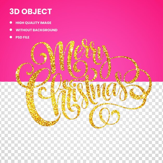 3d golden merry christmas text