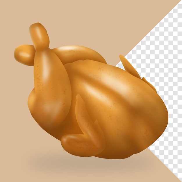 PSD illustrazione dorata del pollo arrosto 3d