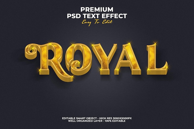 3d golden royal text effect editable