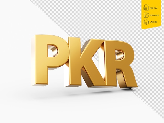 3d Golden Shiny Pakistani Rupee PKR Currency Icon Isolated On White Background 3d illustration