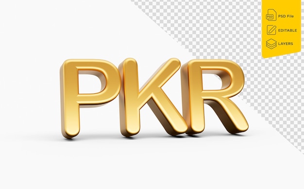 3d golden shiny pakistani rupee pkr currency icon isolated on white background 3d illustration