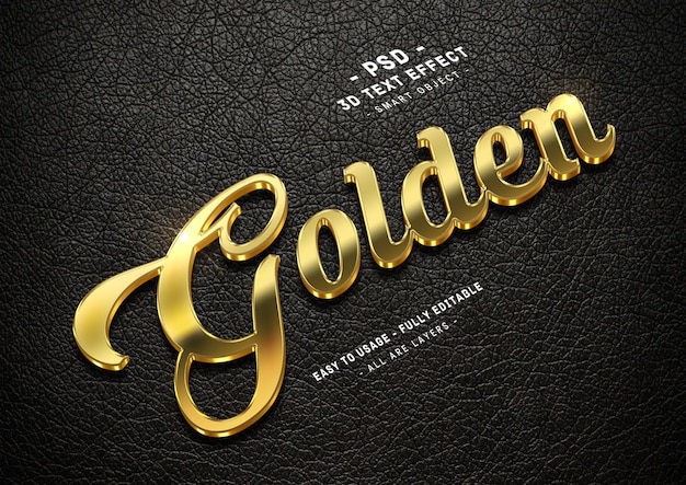 3d golden text effect