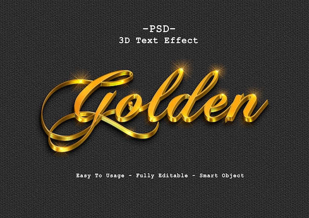 3d golden text style effect