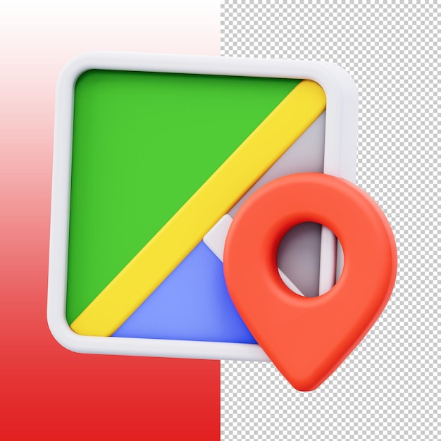 3D Google Maps Icon with Location Pin