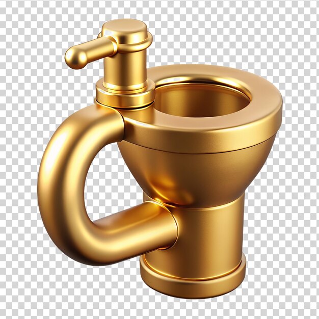 PSD 3d gouden bidet kraan geïsoleerd op doorzichtige achtergrond