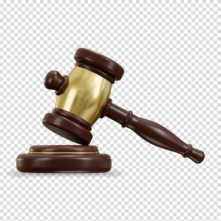 PSD 3d gouden gerechtigheid hamer icoon illustratie