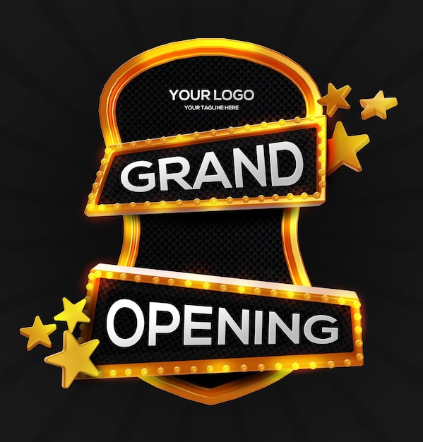 3d gouden grootse openingsbadge