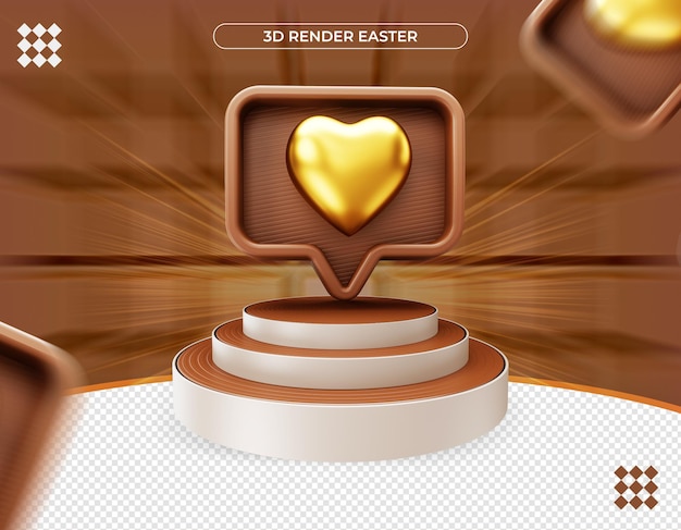 3d gouden hart op een meldingspictogram