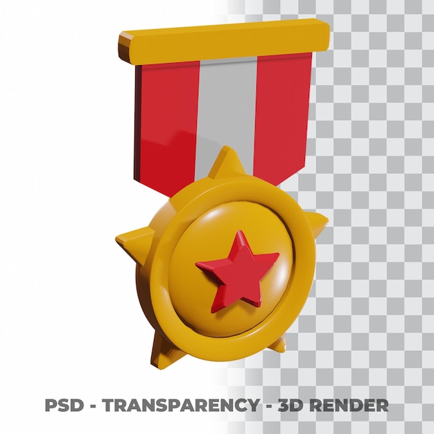 PSD 3d gouden medaille en lint met transparantieachtergrond
