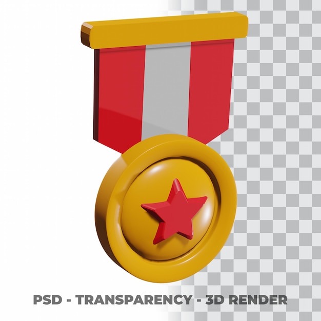 3D gouden medaille en lint met transparantieachtergrond