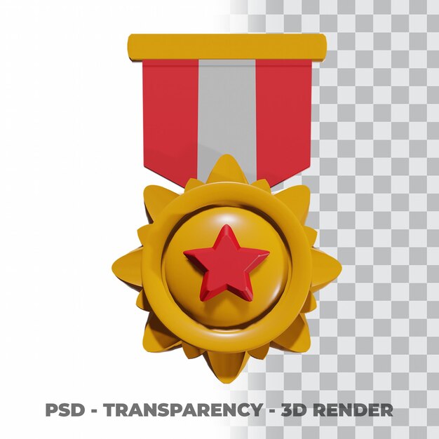 PSD 3d gouden medaille en lint met transparantieachtergrond