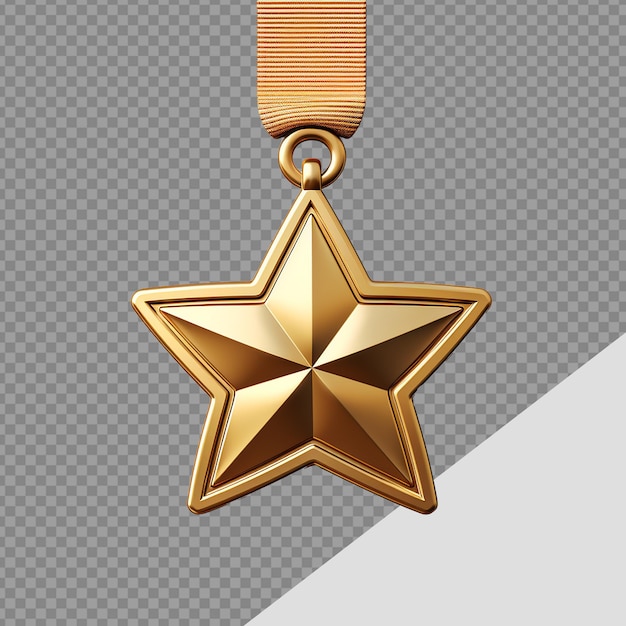 PSD 3d gouden medaille ster png geïsoleerd op transparante achtergrond