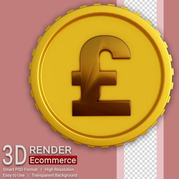 3d gouden munt geld pond illustratie geïsoleerd transparante background