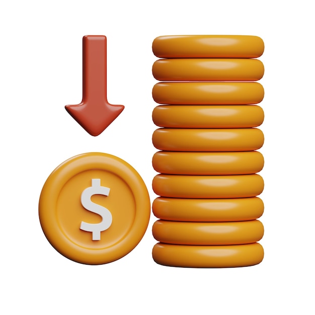 3D gouden munten inkomen pictogram ontwerp