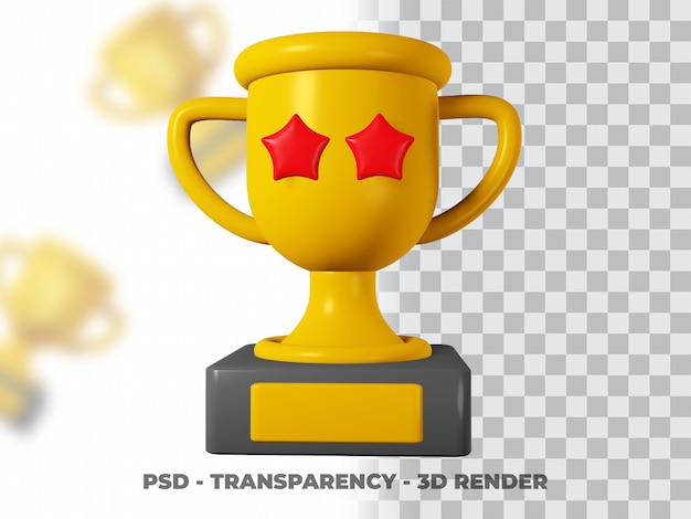 3D gouden trofee met transparantie Render-modellering Premium Psd