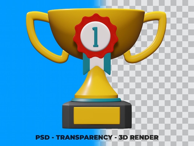 3d gouden trofee met transparantie render-modellering premium psd