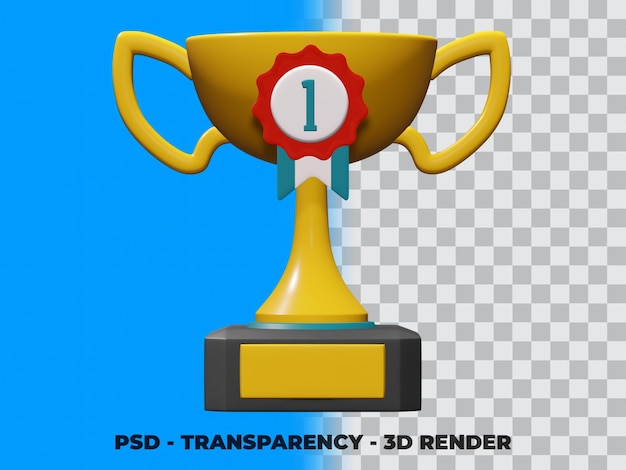 PSD 3d gouden trofee met transparantie render-modellering premium psd