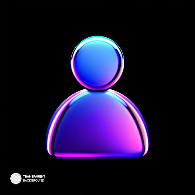 PSD 3d gradient neon icon profile glassmorphism illustration