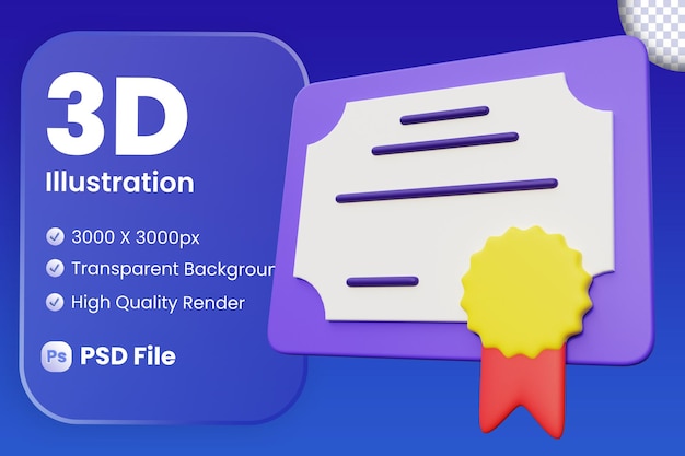 PSD 3d graduation certificate illustration