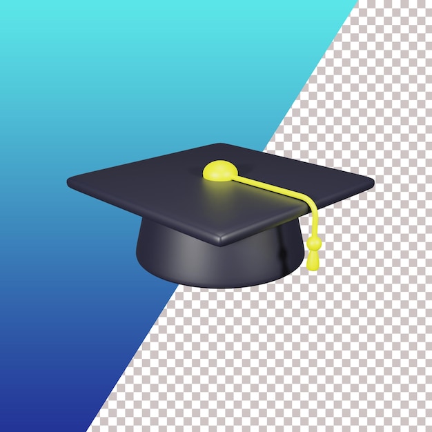 3d graduation hat cute illustration top view