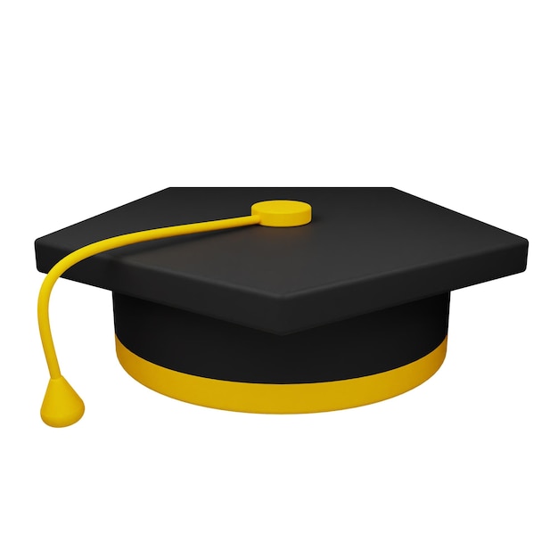 3d graduation hat icon isolated on the transparent background