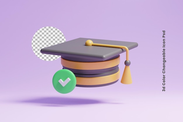 大学の帽子キャップまたは卒業証書の卒業証書の帽子の3d卒業帽子3dアイコン