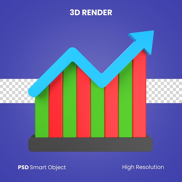 PSD 3d-grafiek render geïsoleerd