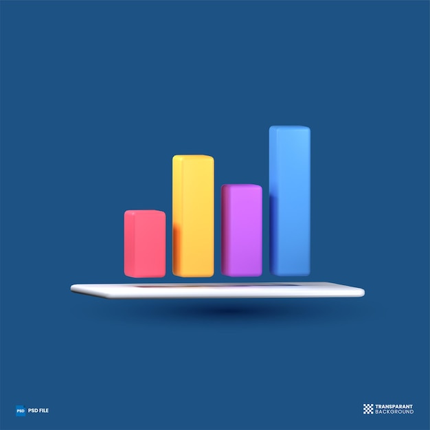 PSD 3d grafieken en grafiek pictogramanalyse zakelijke financiële gegevens 3d render illustratie