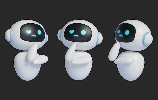 3D grafika myślącej postaci robota sztucznej inteligencji