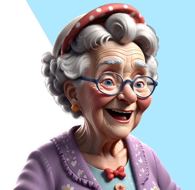 PSD 3d grandmother happy older woman