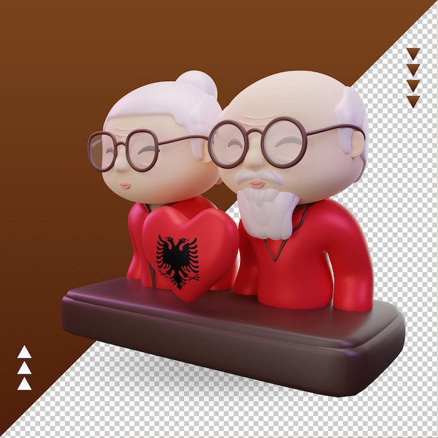 3d grandparents day love albania flag rendering right view