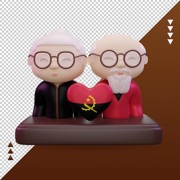 PSD 3d grandparents day love angola flag rendering front view