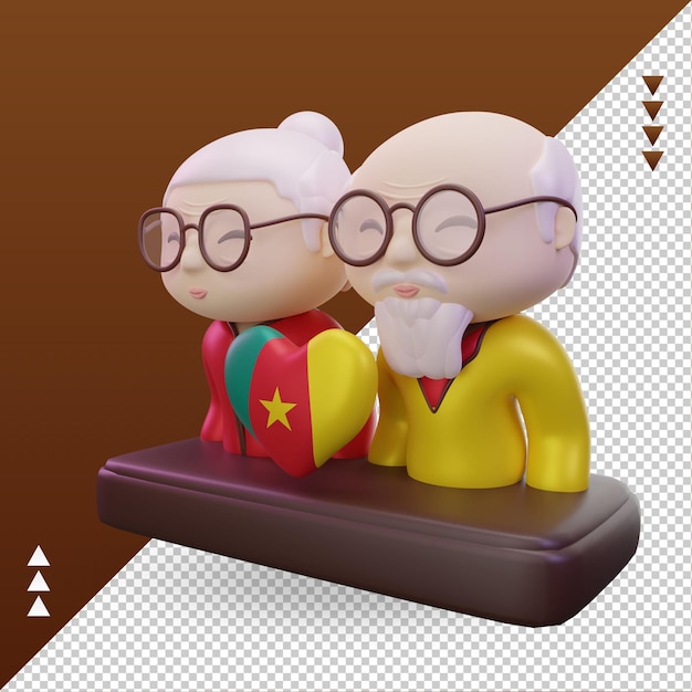 3d grandparents day love cameroon flag rendering right view