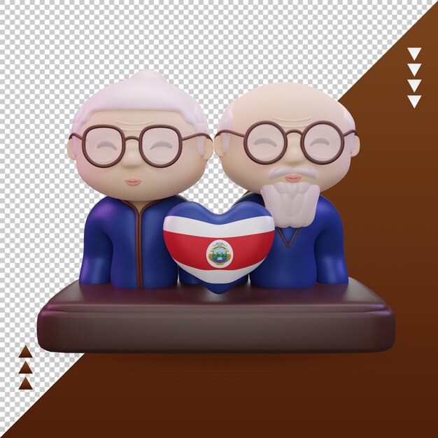 3d giorno dei nonni amore costa rica bandiera rendering vista frontale