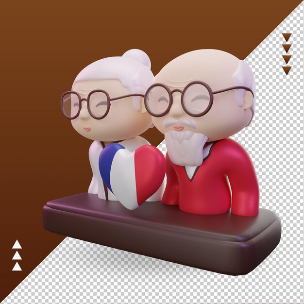 3d grandparents day love france flag rendering right view