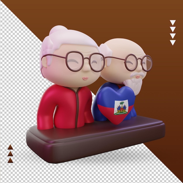 3d grandparents day love haiti flag rendering left view