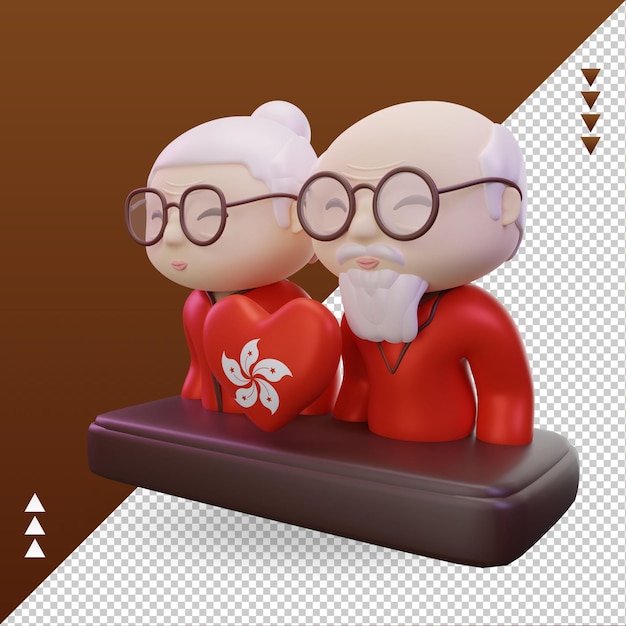 3d grandparents day love hongkong flag rendering right view