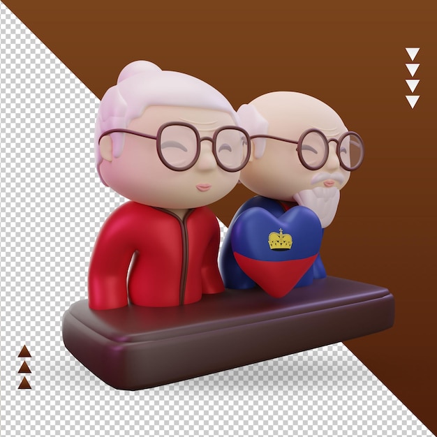 3d giorno dei nonni amore liechtenstein bandiera rendering vista sinistra