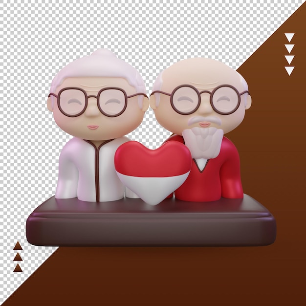 PSD 3d giorno dei nonni amore monaco bandiera rendering vista frontale