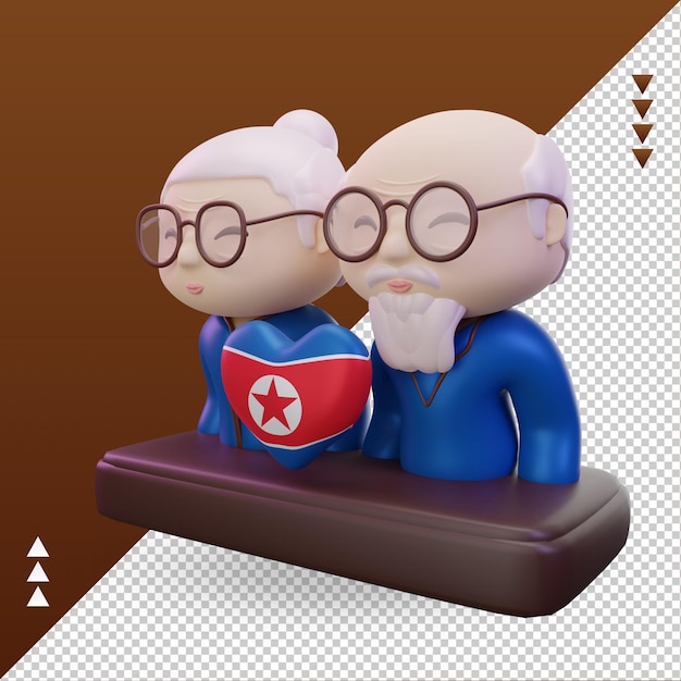 PSD 3d 조부모의 날 사랑 북한 국기 렌더링 오른쪽보기