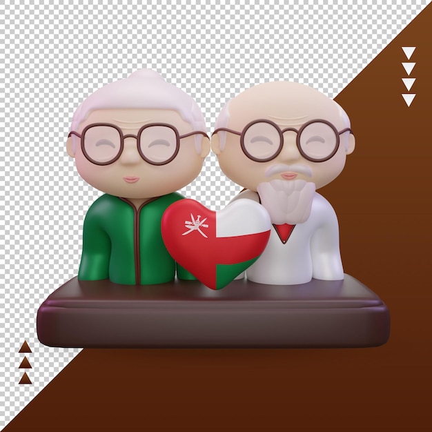 3d grandparents day love oman flag rendering front view
